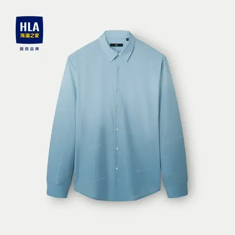 HLA/海澜之家数码印花长袖衬衫24春夏新款渐变方领色织弹力衬衣男图片