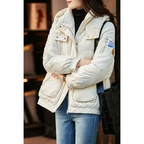 时尚气质保暖棉服外套2022年冬季新款淑女温柔宽松显瘦连帽外套商品大图