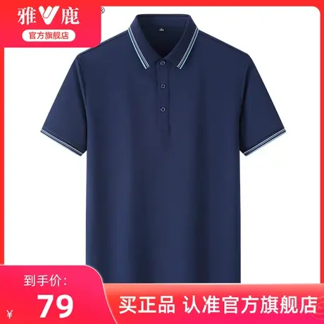 雅鹿爸爸夏装中年男士短袖t恤夏季上衣服新款中老年冰丝polo衫男T图片
