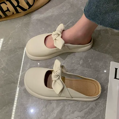 平底包头半拖鞋女软底夏季外穿2024年新款半托单鞋懒人鞋拖女百搭商品大图