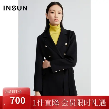 [高支羊毛]恩裳冬季2022年纯羊毛弹性抗皱保暖毛呢外套女商品大图