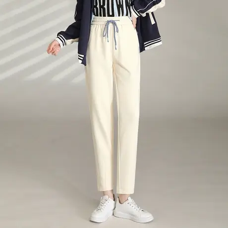 2023春季新款黑色显瘦运动裤女高腰宽松舒适休闲裤高腰哈伦裤长裤商品大图