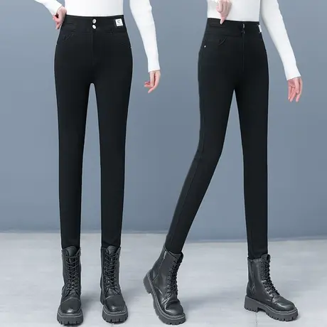 黑色直筒打底小脚裤女2023春秋季新款高腰显瘦外穿紧身弹力铅笔裤图片