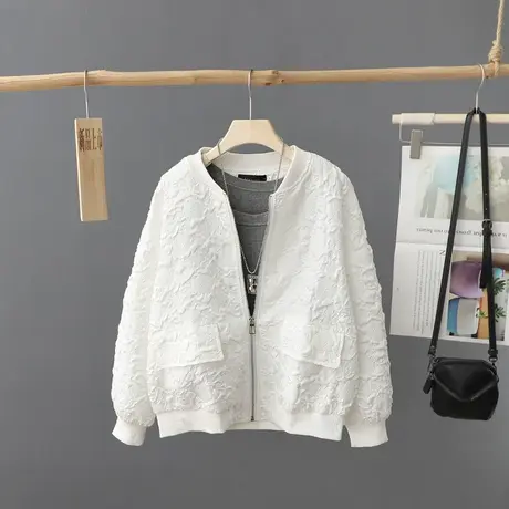 小众压花短款棒球服2023年秋装新款法式时尚小个子外套夹克衫上衣商品大图