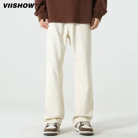 VIISHOW牛仔裤男潮流春秋白色潮牌美式微喇叭裤子宽松秋季长裤商品大图