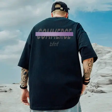 美式重磅短袖纯棉宽松大码男装oversize欧美嘻哈夏季情侣半袖T恤商品大图