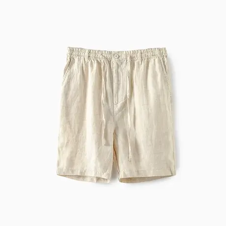 亚麻休闲裤男短裤夏季薄款中年新款棉麻男士宽松白色直筒5分裤潮商品大图