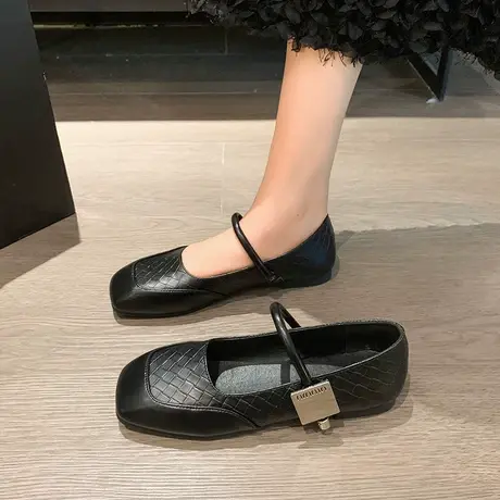 浅口方头单鞋女2023秋季新款晚风通勤气质百搭舒适配裙的鞋一脚蹬图片