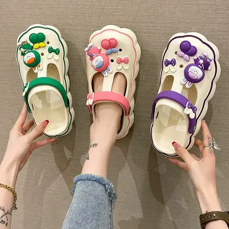 2023新款洞洞鞋女款夏季外穿防滑可爱厚底沙滩鞋护士包头半拖鞋女商品大图