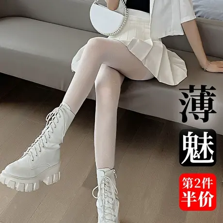 白色连裤丝袜女春秋夏季超薄款搭配短裙小皮鞋的波点连体长筒丝祙图片