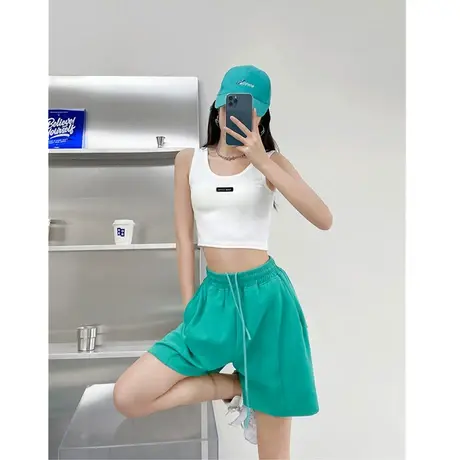 运动风美式美背带胸垫吊带背心女夏季设计感甜辣短款外穿内搭上衣商品大图