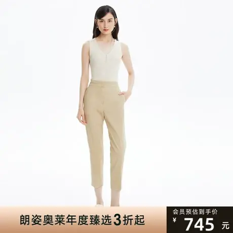 LANCY/朗姿女夏新款亚麻高腰锥形通勤正装裤子女休闲商场同款商品大图