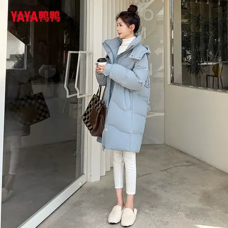 鸭鸭羽绒服女中长款连帽2023年秋冬新款韩版修身时尚百搭外套Y图片
