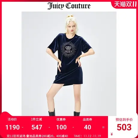 Juicy Couture橘滋连衣裙女美式夏季新款宽松短袖天鹅绒连衣裙女图片