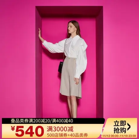 Juicy Couture橘滋2023新款淡雅知性立体折裥宽松阔腿女休闲裤商品大图