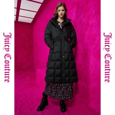 Juicy Couture橘滋23初秋冬新款logo扣抽绳长款女式羽绒服商品大图