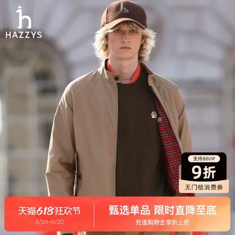 【秀场同款】HAZZYS哈吉斯秋季新款保暖时尚通勤长袖夹克外套男图片