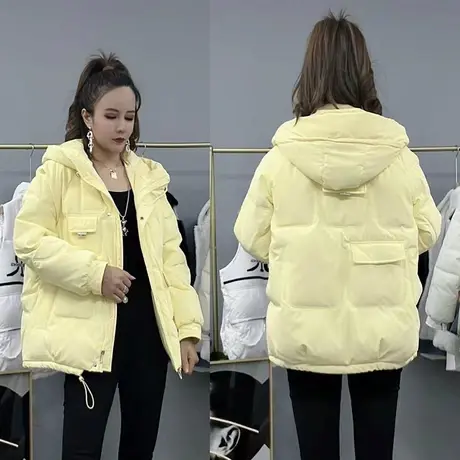 新款羽绒棉服女装2023冬季韩版连帽宽松棉衣短款学生面包服外套潮商品大图