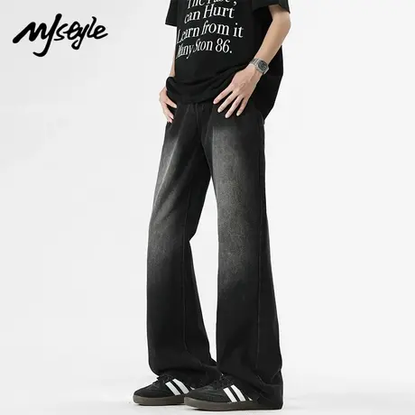 MJ STYLE微喇牛仔男夏季薄新款宽松休闲直筒男士美式复古阔腿长裤商品大图