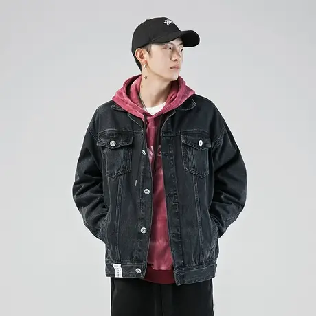男士工装牛仔外套男款春秋季2023新款潮牌男装情侣装美式复古夹克商品大图