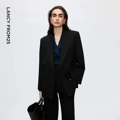 朗姿高级感商务羊毛西服外套女质感优雅西装通勤2025年冬季新款图片
