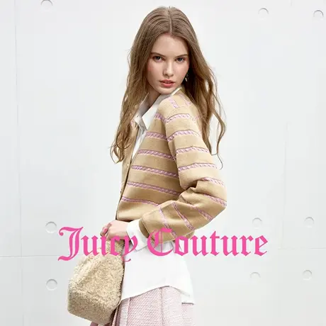 Juicy Couture橘滋外套女2025年秋季新款V领撞色气质针织开衫上衣图片
