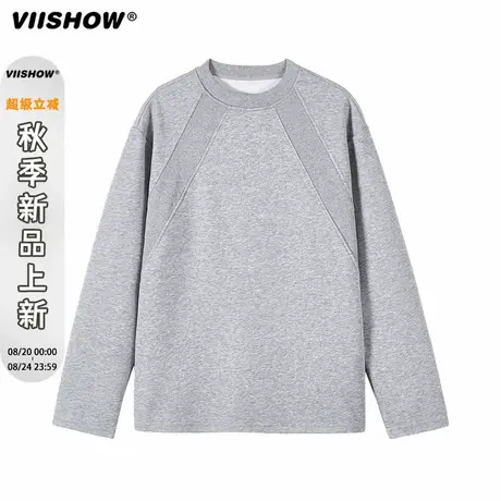VIISHOW美式解构曼巴棉cleanfit长袖T恤男潮牌短款boxy正肩上衣商品大图
