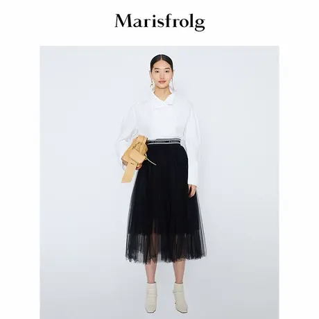 玛丝菲尔女装冬季新款黑色a字半身裙蓬蓬裙子女图片