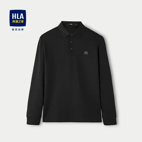 HLA/海澜之家高周波印花POLO衫2025秋季新翻领弹力珠地纯色长袖男图片