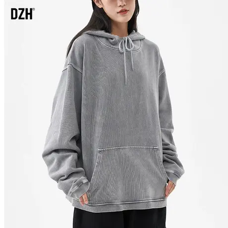 男士美式慵懒chic卫衣男秋季男款上衣情侣装男装休闲运动外套连帽商品大图