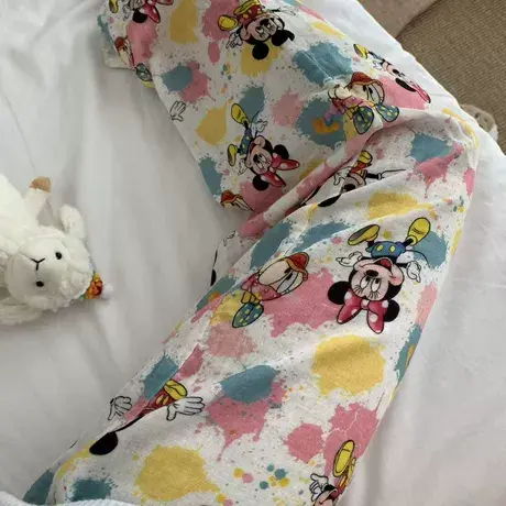 撞色彩色米妮a类全棉双层纱布睡裤可爱家居裤宽松长裤柔软亲肤商品大图