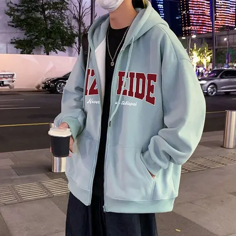 秋冬季新款连帽卫衣外套男潮牌ins美式高街情侣宽松港风拉链开衫商品大图