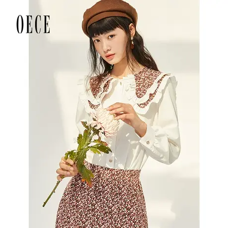 Oece法式甜美衬衫2022年春季新款女装复古设计感小众气质衬衣上衣图片
