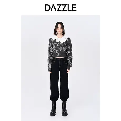 【昕怡粉丝专享】DAZZLE地素奥莱秋通勤法式花边软糯毛衣上衣女图片