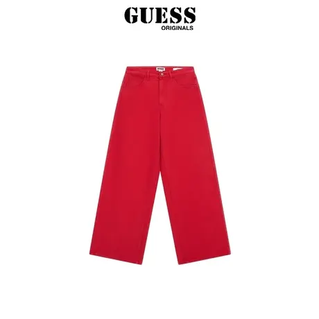 GUESSOriginals23年新款秋女复古红色宽松阔腿牛仔裤-W4RG02D4SB0图片