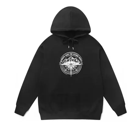 美式复古重磅山峰系连帽卫衣男时尚潮牌加绒大码青少年百搭帽衫商品大图