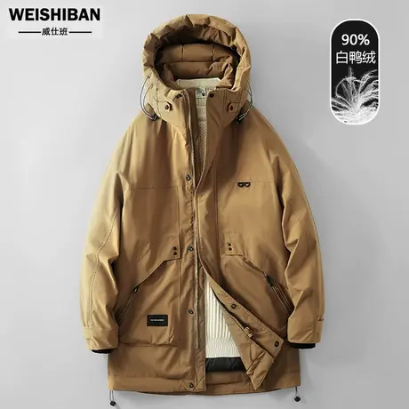 冬季2023新款工装派克连帽羽绒服男外套品牌加厚中长款冲锋衣外套图片