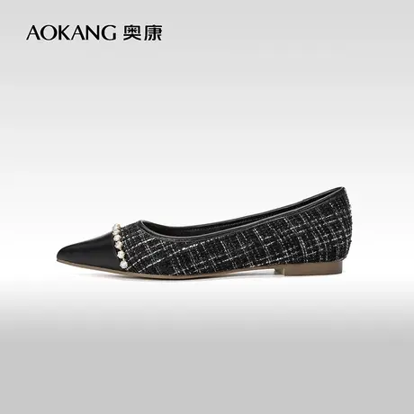 奥康女鞋 秋季气质温柔小香风百搭平底尖头浅口女士单鞋图片