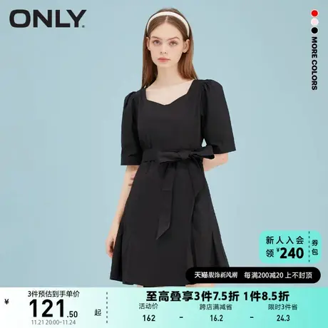 ONLY奥莱夏季A字短款纯色简约收腰显瘦连衣裙女图片