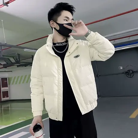 高级感冬季棉服外套男ins韩版帅气休闲个性简约字母冬装加厚棉衣商品大图