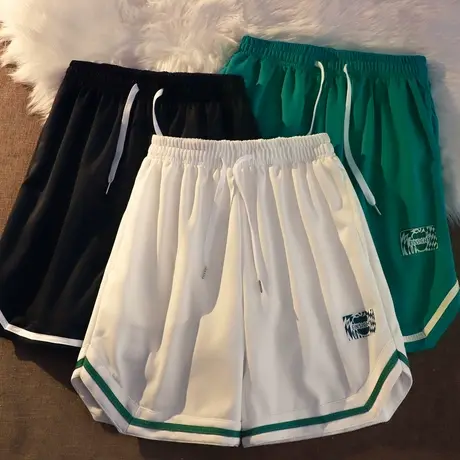 美式短裤男夏季潮牌宽松复古嘻哈速干沙滩篮球健身休闲五分运动裤商品大图
