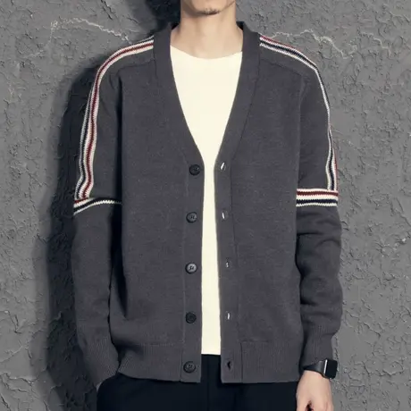 TB织带男士针织开衫外套男春秋款潮牌针织衫男韩版潮流休闲男毛衣图片