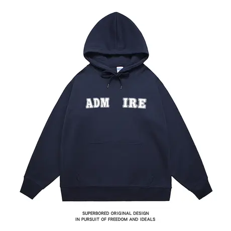 卫衣男连帽春秋季美式复古潮牌字母印花男宽松休闲套头帽衫商品大图