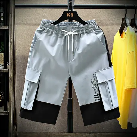 7七分裤男夏季薄款宽松运动休闲裤子2023束脚工装短裤过膝6六分裤商品大图