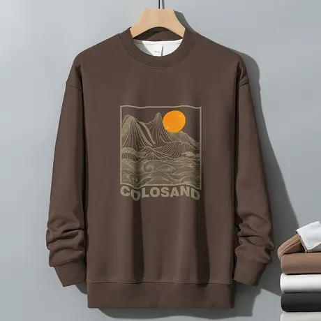 350g重磅国潮卫衣男秋冬款长袖t恤保暖摇粒绒加厚圆领无帽上衣服商品大图