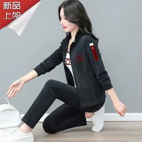 恋上17号运动女套装春秋2023新款时尚洋气宽松跑步休闲外套三件套图片