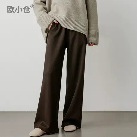 【直播间专享】软糯垂顺秋冬毛呢感 香蕉长裤松紧腰超模裤图片