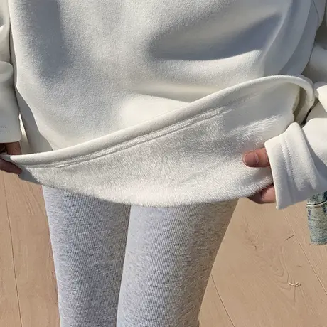 白色厚上衣高级感打底衫女2022新款加绒长袖T恤大码胖mm显瘦ins冬商品大图