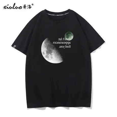 秀洛村上春树T恤短袖男Haruki Murakami周边衣服纯棉月球星球半袖商品大图