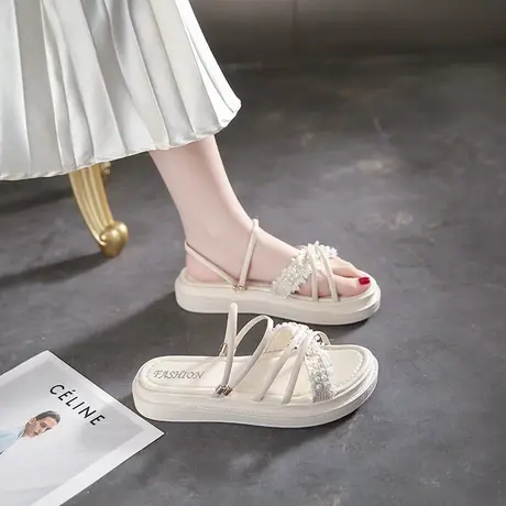 凉鞋女仙女风2024年新款夏季平底百搭沙滩网红爆款两穿罗马凉拖鞋商品大图